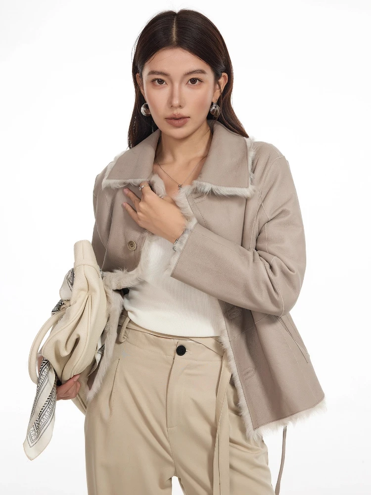 High-end Luxury Natural Lamb Fur Jackets for Women Simple Double-sided Wear Short Winter Genuine Leather Real Fur Shearling Coat