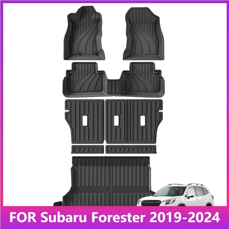 

Для Subaru Forester 2019-2024 американская версия TPE 3D автомобильные коврики грузовой вкладыш багажник/накладка на спинку водонепроницаемый черный