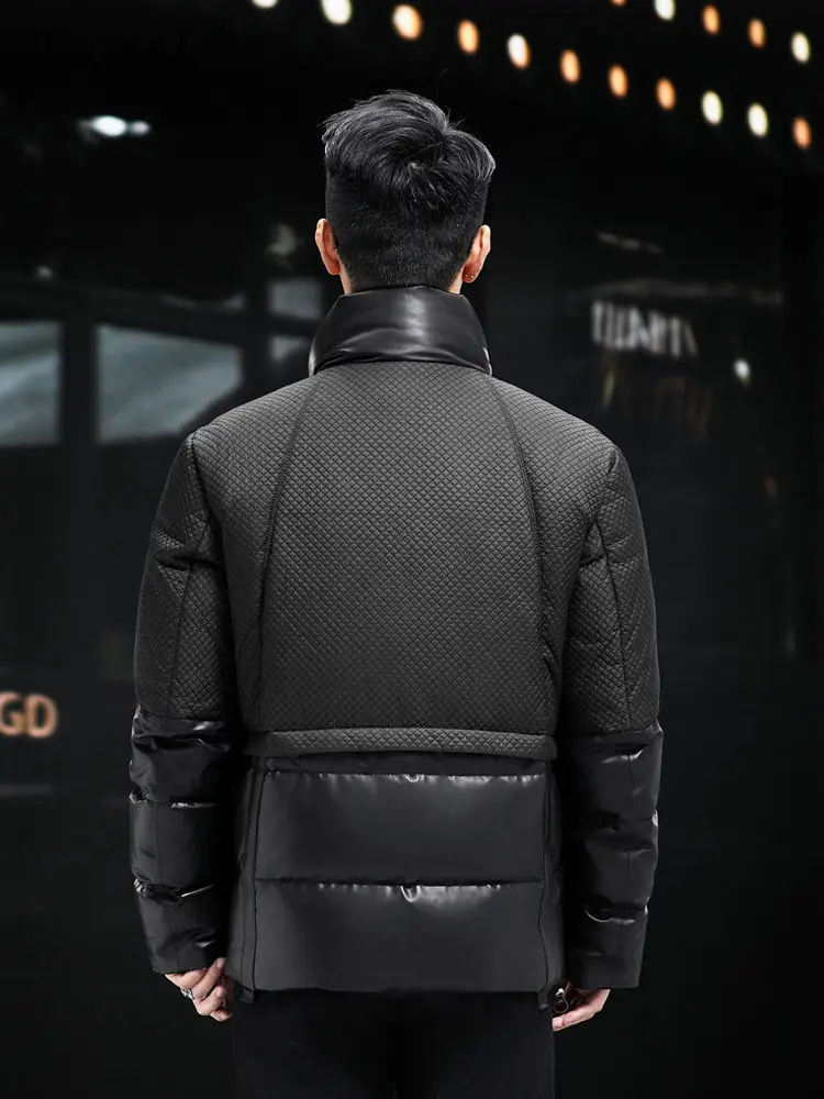 Tcyeek Genuine Leather Down Jacket Men Clothing Fashion Winter Coat 230g Goose Down Coats Male Stand Collar Slim Fit 2026 오토바이