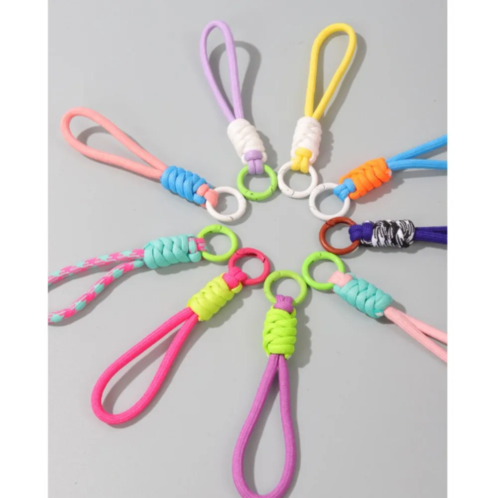 

JXWANCF Colorful Keychain Creative Hand Woven Keychain For Mobile Phone Braided Lanyard Anti Lost Knot Rope Strap Car Key Ring