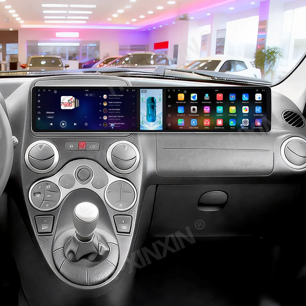 12.3+12.3 Inch Screen Car Radio For Fiat Panda 2003-2012 Android Auto GPS Navigation Multimedia Video Stereo Receiver Head Unit