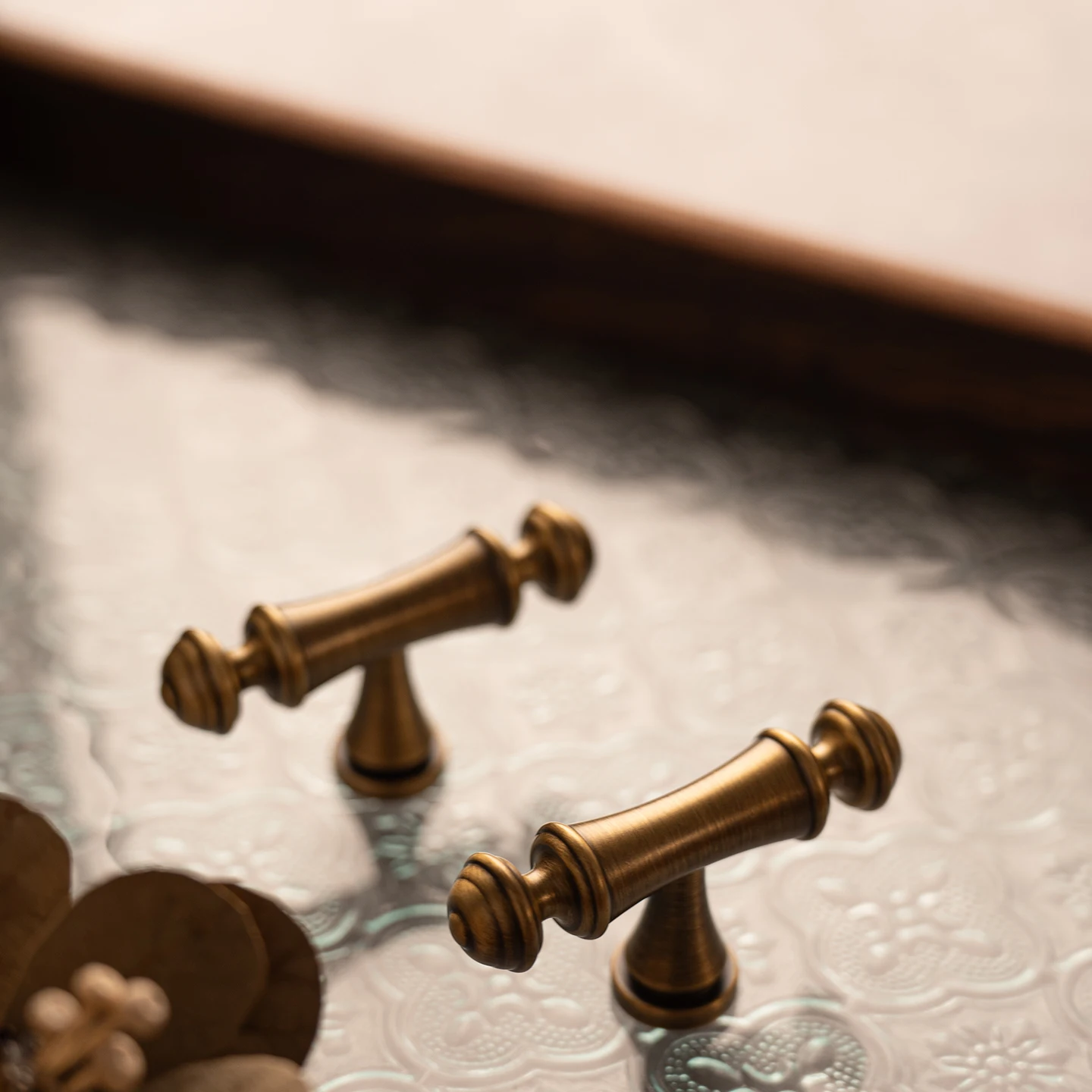 Antique brushed brass cabinet pull 7