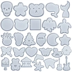 Shaker Charm Silicone Mold Santa Popsicle Resin Mold Star Bear Key Chain Mold Kawaii Craft UV Resin Supplies Craft Making DIY