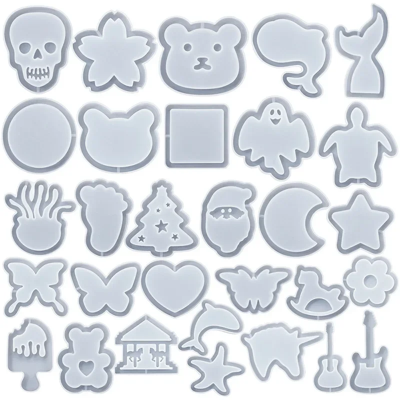 Shaker Charm Silicone Mold Santa Popsicle Resin Mold Star Bear Key Chain Mold Kawaii Craft UV Resin Supplies Craft Making DIY