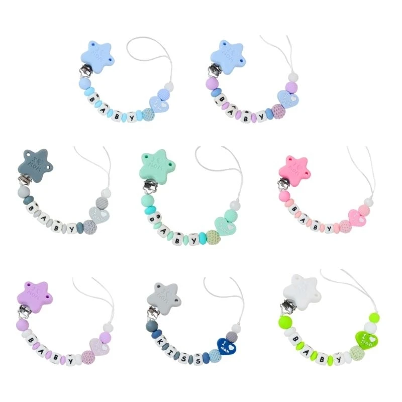 

J15U Silicone Pacifier Clip Soother Chain for Babies Keeps Pacifiers Clean & Secure