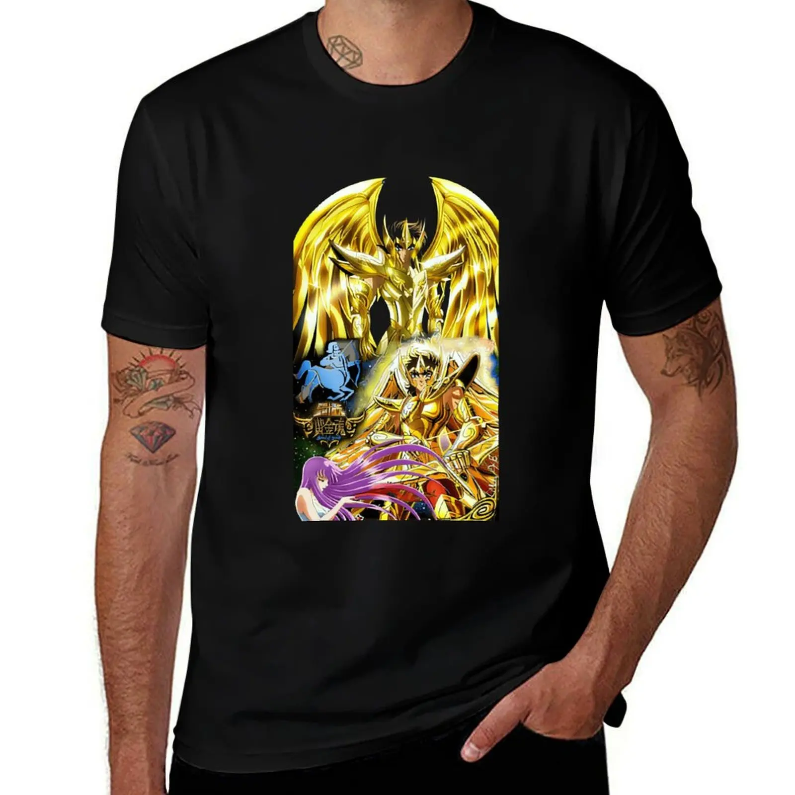 

Art Print Tee Unisex Workwear Classic Breathable Cotton T-Shirt Saint Seiya Gold Saint Knights of the Zodiac Sagittarius Aiolos