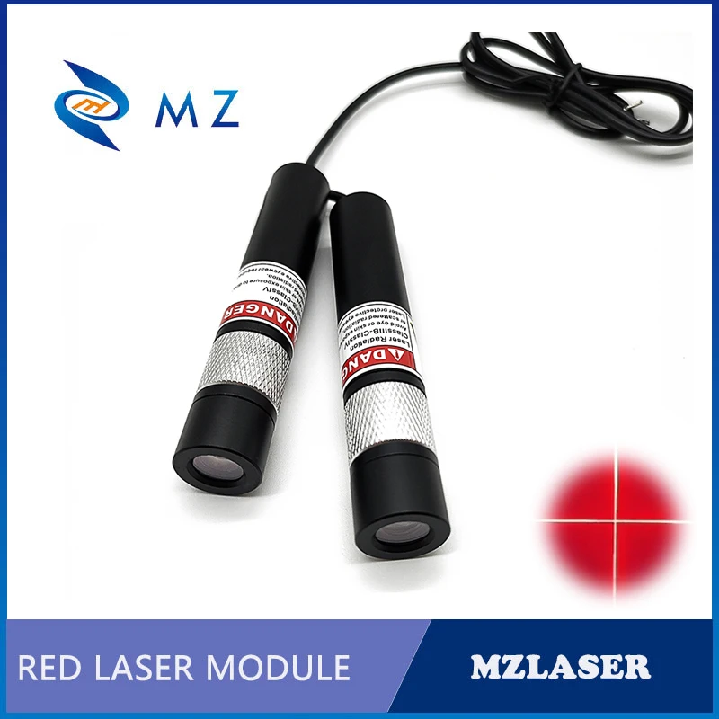 Modul Laser Lintas Fokus Dapat Disesuaikan 638nm 100/200 /300MW Laser Lintas Merah Kelas Industri + Braket + Daya