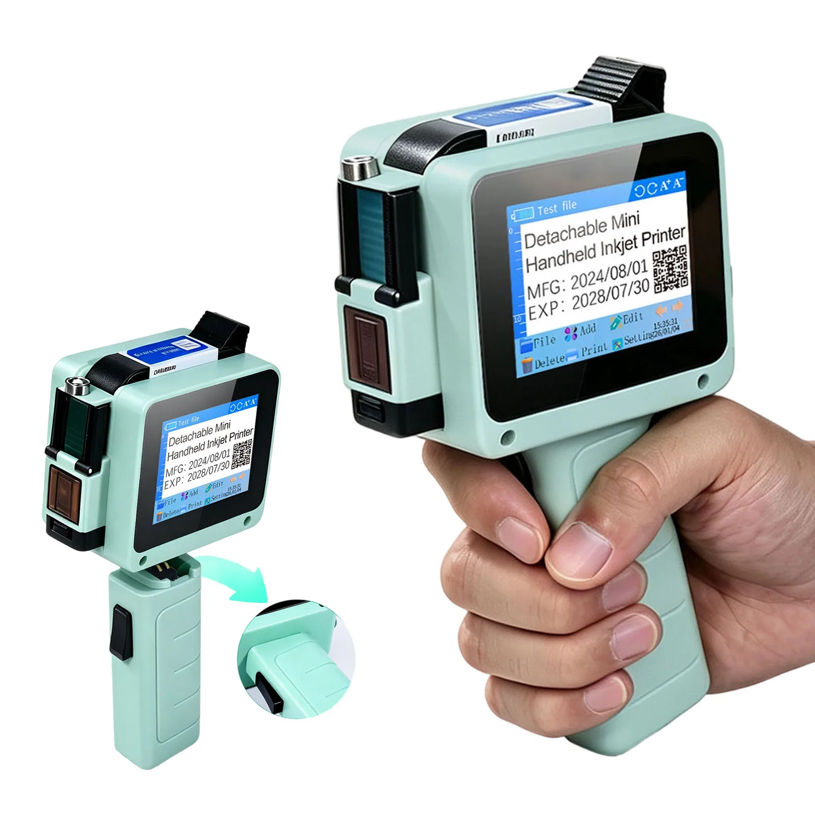ZM-D10 Detachable Handle Inkjet Printer Mini Portable Printer Coding Machine for Bottle Box Plastic Bags Logo Text QR Code