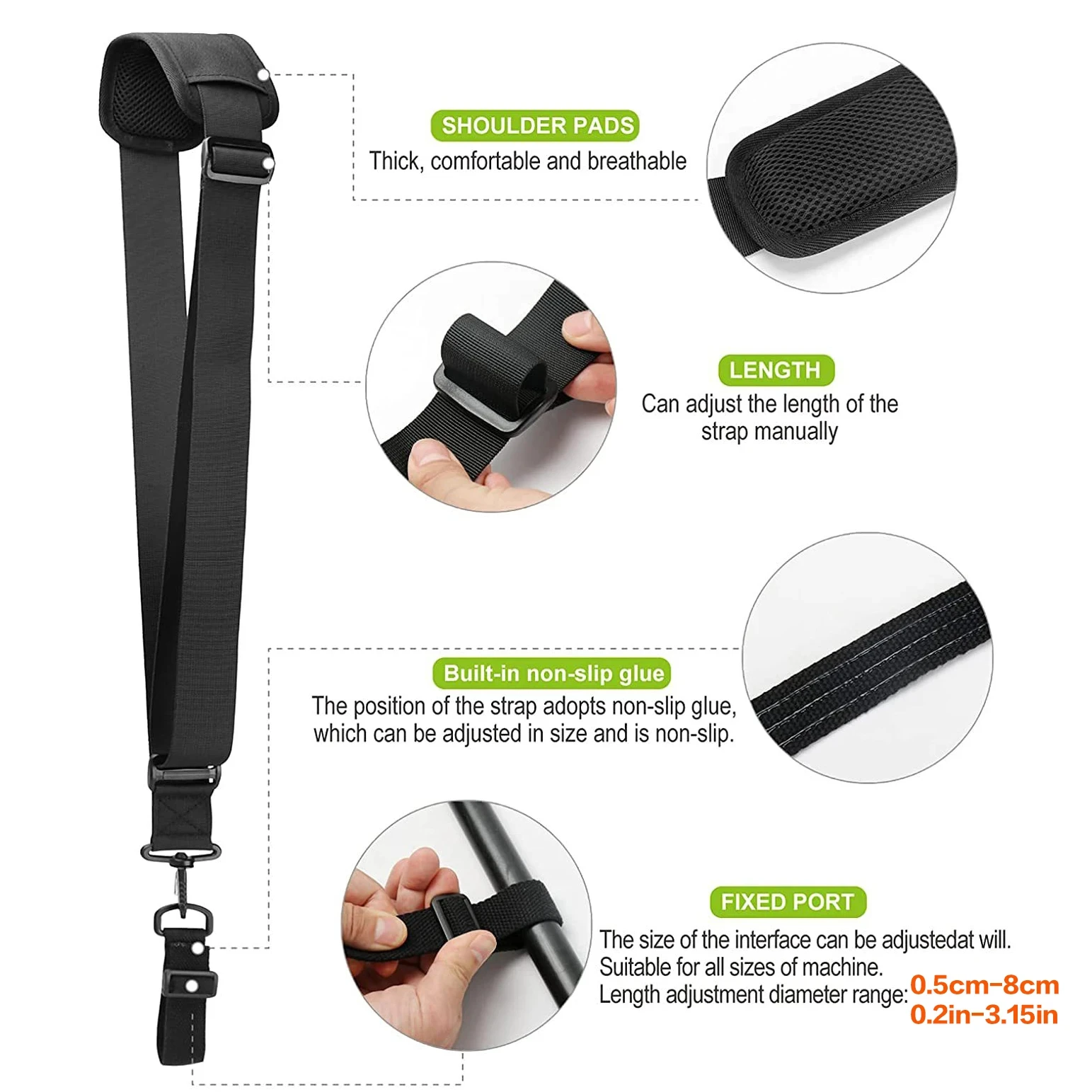 حزام كتف قابل للتعديل من النايلون لأدوات تشذيب العشب وأدوات البستنة