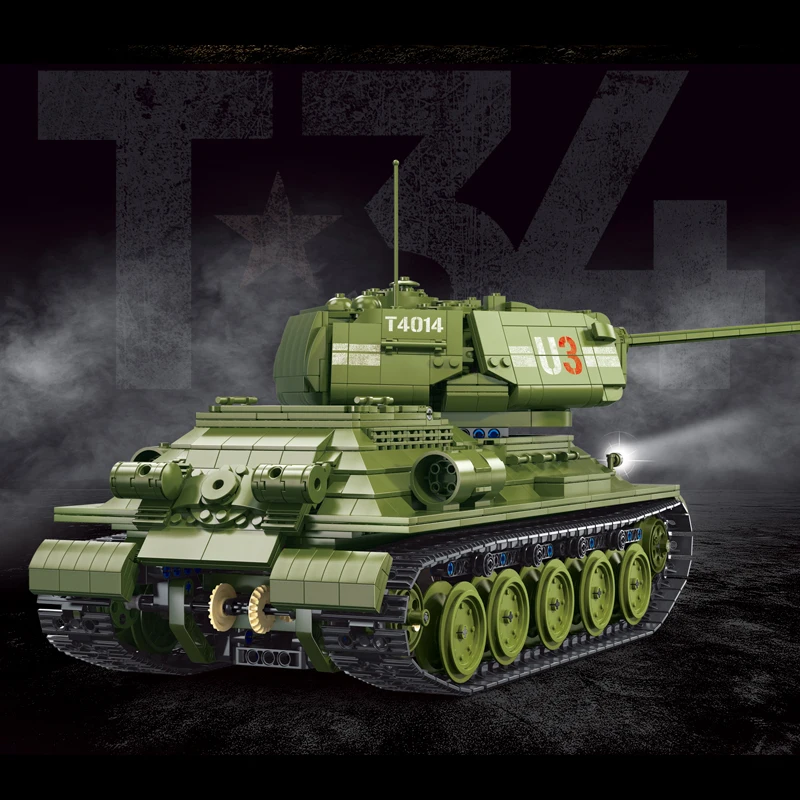 2052PCS Militaire WW2 Afstandsbediening T34 Tanks Bouwstenen Model MOC Idee Wapen Assembleren Bricks Speelgoed voor Jongens Verjaardagscadeau