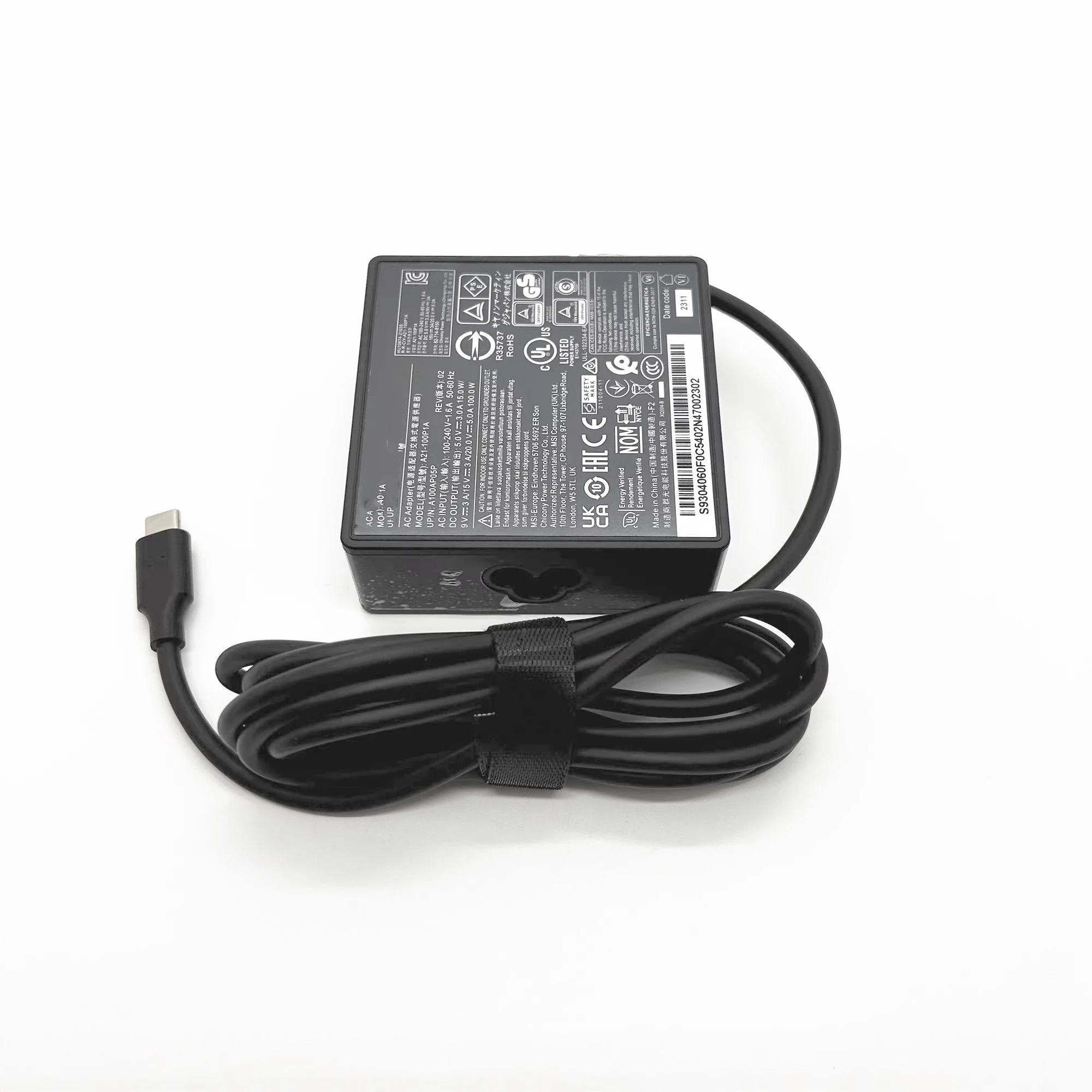 Genuine 20V 5A Type C A21-100P1A ​A100AP05P Laptop AC Adapter Charger For MSI SUMMIT E15 Power Supply S93-04060E0-D04 S9304060F