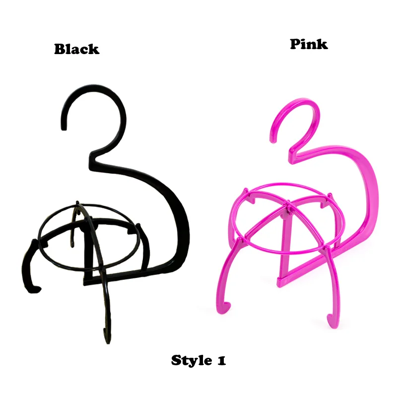 Plastic Wig Stand Portable Wig Head Stand Black Pink Wig Hang Holder Stand Durable Hair Display Tools Wig Accessories