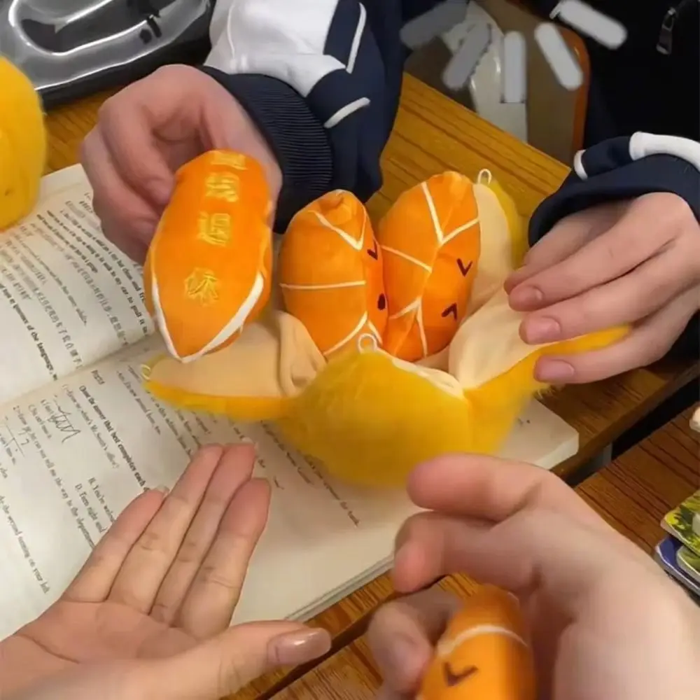 2025 Peelable Orange Segments Plush Toy Stuffed Kawaii Keychain Soft Orange Doll Backpack Pendant Accessories Kids Birthday Gift