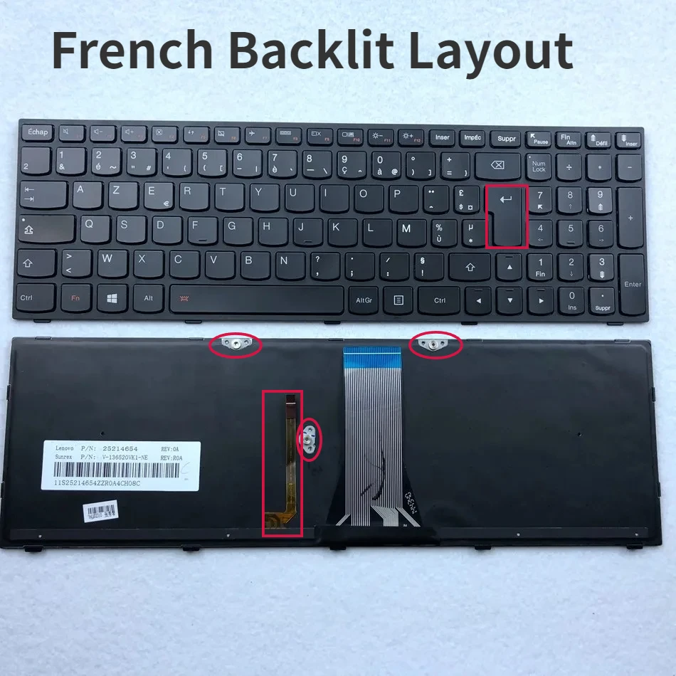 French(Azerty) Backlit Laptop Keyboard For Lenovo IdeaPad G50-70 B50 Z50 G50-30 G50-45 G50-80 300-15ISK G50-70AT Z50-70 M50-80