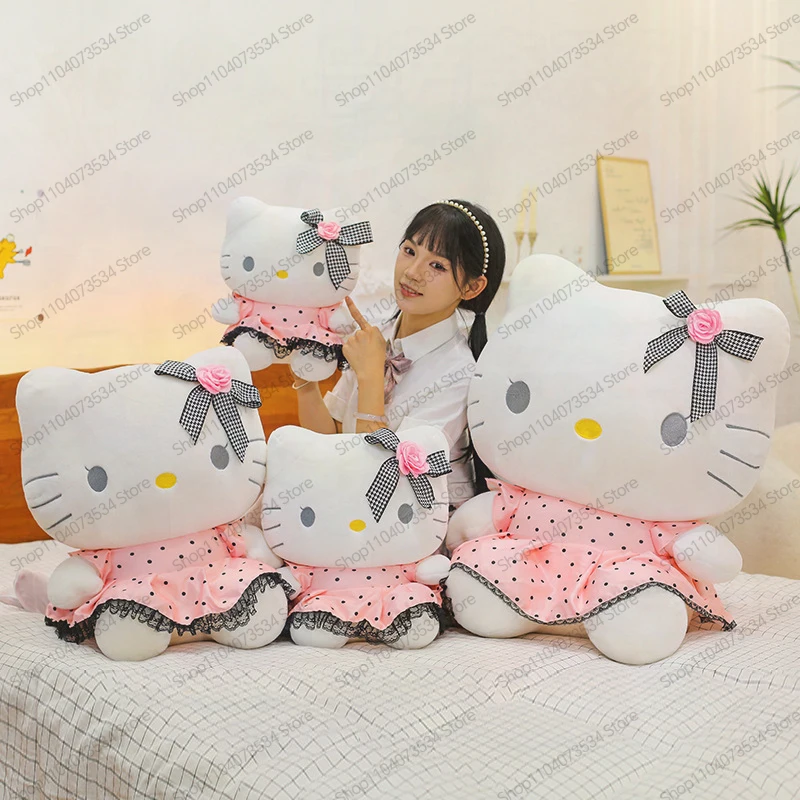 

Плюшевая игрушка Hello Kitty Sanrio, 60 см, официальная, милая кошка, мягкая игрушка для девочек, подарок на день рождения, аниме-подарок для взрослых