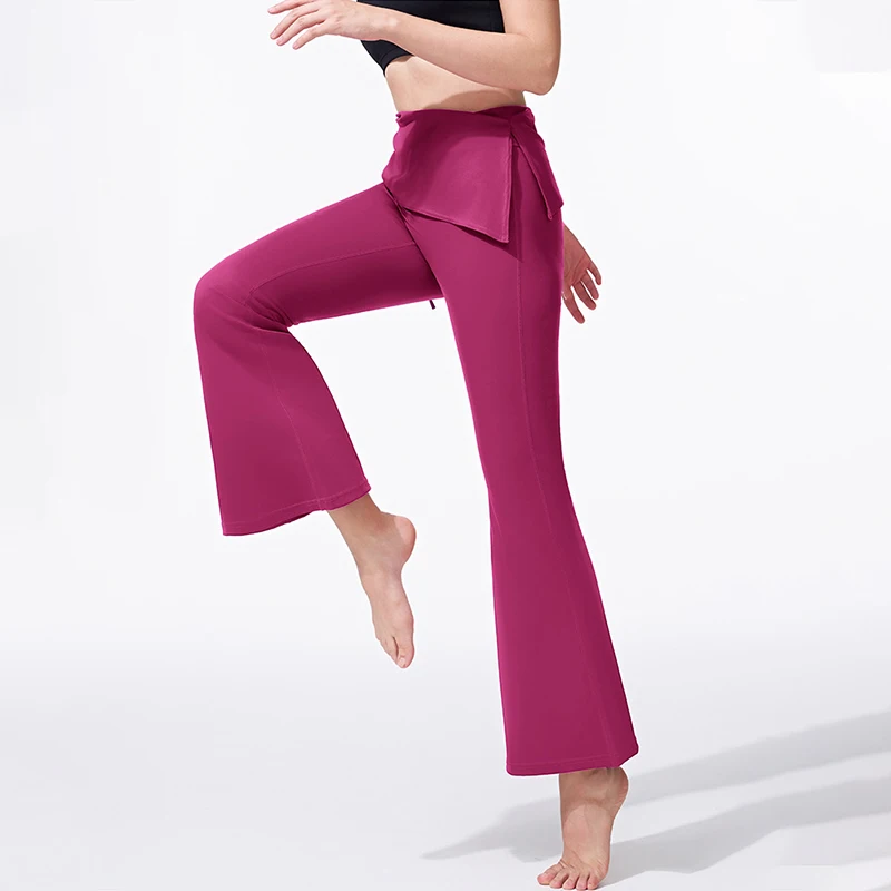 

Женские леггинсы для йоги и пилатеса, имитация двухслойных, эстетичные, облегающие, с расклешенными штанинами, с высокой талией, для подтяжки бедер, широкие штанины, для спортзала