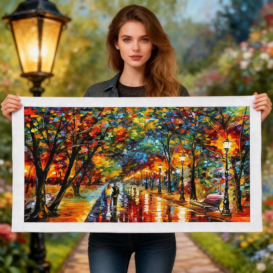 

2026 New style Rainy Night Scenery Sewing Kit Top Quality Embroidery Needlework printed Art Cross Stitch Kits