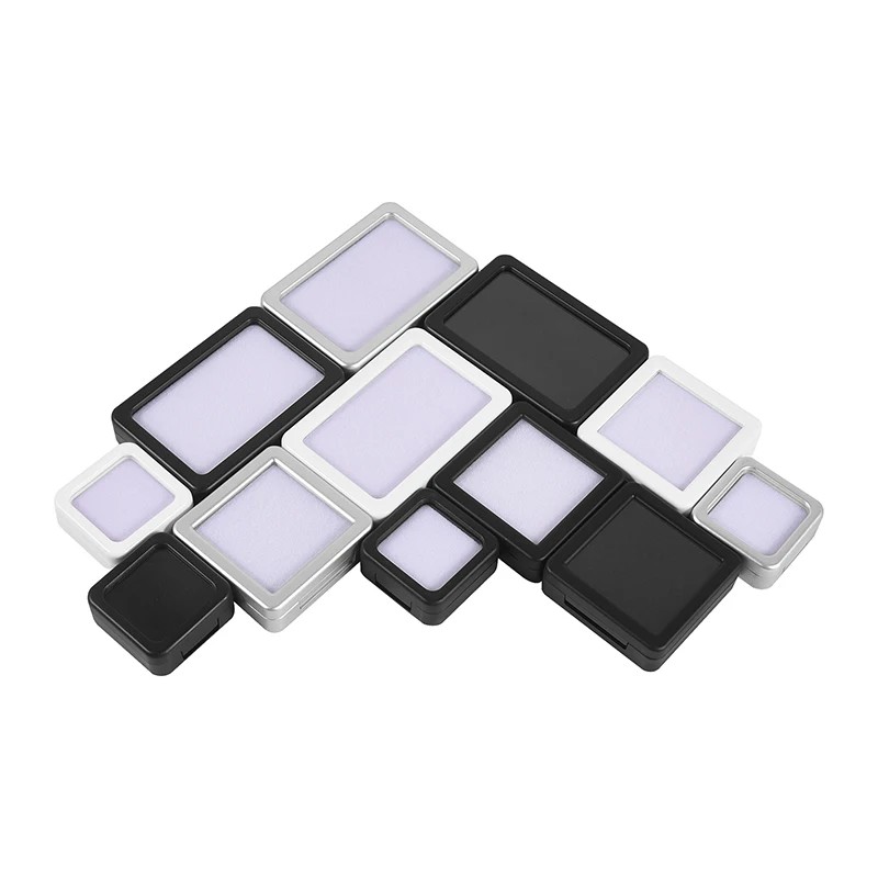Top Glass Gem Box Gemstone Holder Display Loose Diamond Stone Show Jewelry Case Storage Organizer Tool Coin Jar Novel Container