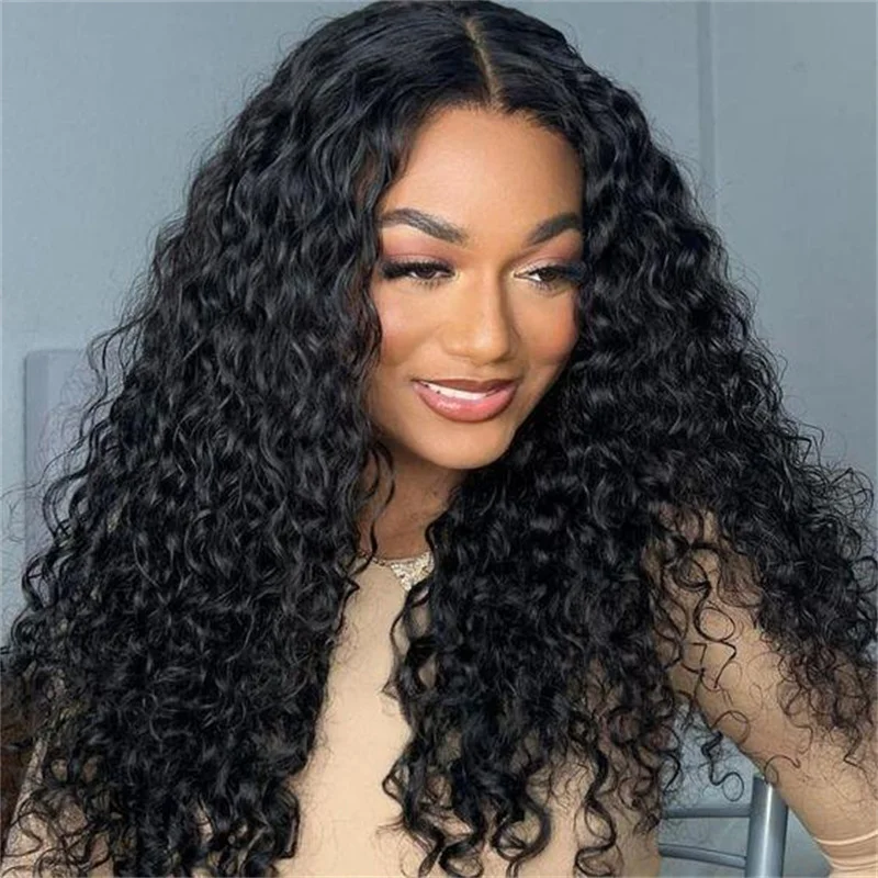 180 Density 26 inch Soft Black Kinky Curly Preplucked Long Hair Wig For Women Natural Hairline Wig With Afro Baby Hair