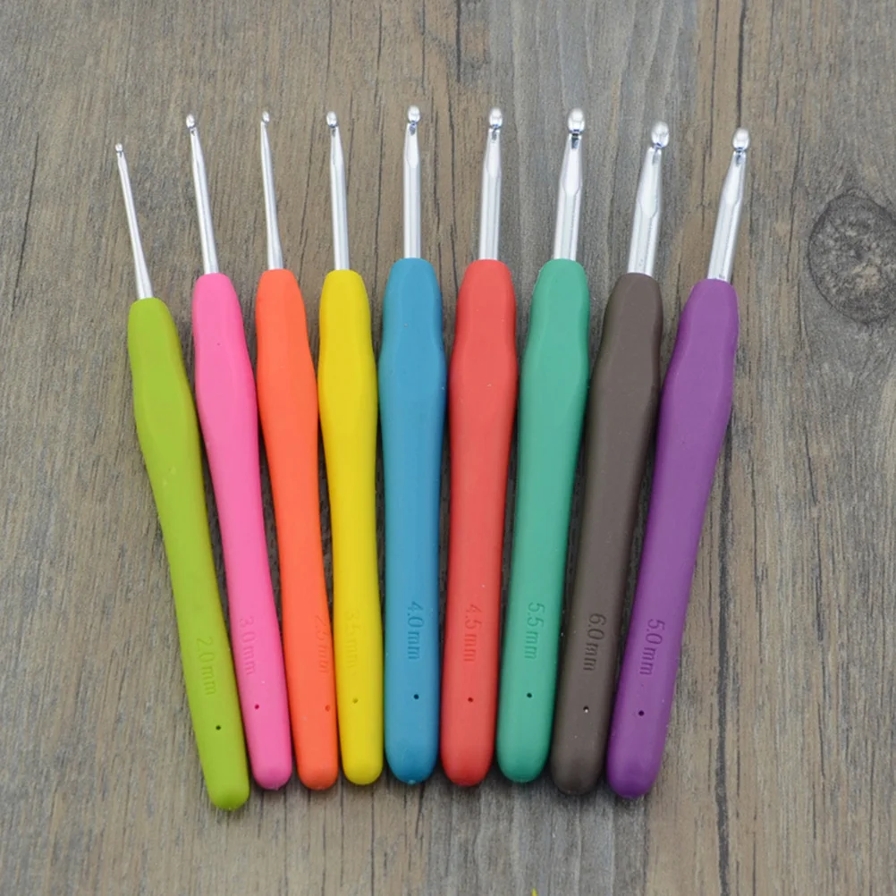 9pcs Single Head Crochet Hook Handle Crochet Hook Knitting Crochet Needle Woolen Knitting Tools (2mm 25mm 3mm 35mm 4mm 45mm 5