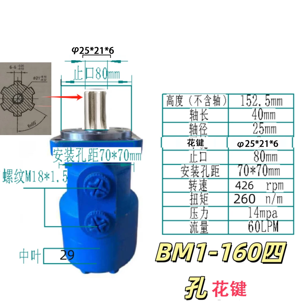 BM1-200/BMP-200/OMP-200/SMP-200 Spline Cycloid Hydraulikmotor