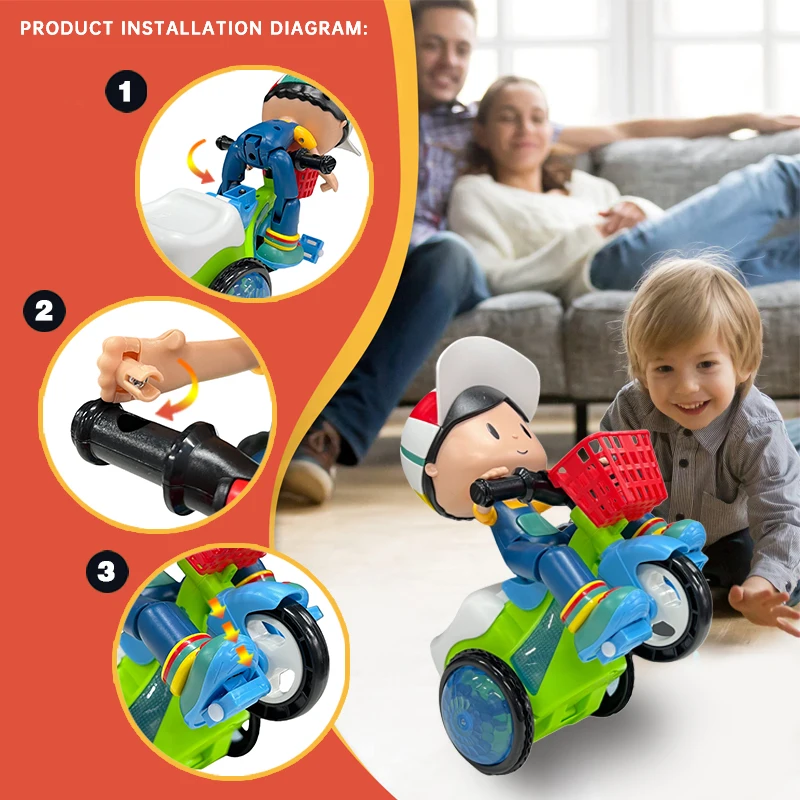 รถของเล่นสามล้อบิ๊กเฮดบอย หมุนได้ พร้อมเสียงและแสงสีสันสดใส ของขวัญวันหยุดสุดโปรดสำหรับเด็ก