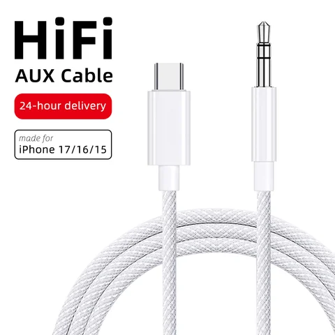 Cavo audio AUX tipo C USB C a jack da 3,5 mm Cavo AUX Altoparlante per auto Adattatore per cuffie per iPhone 17 16 15 per Samsung Galaxy Xiaomi