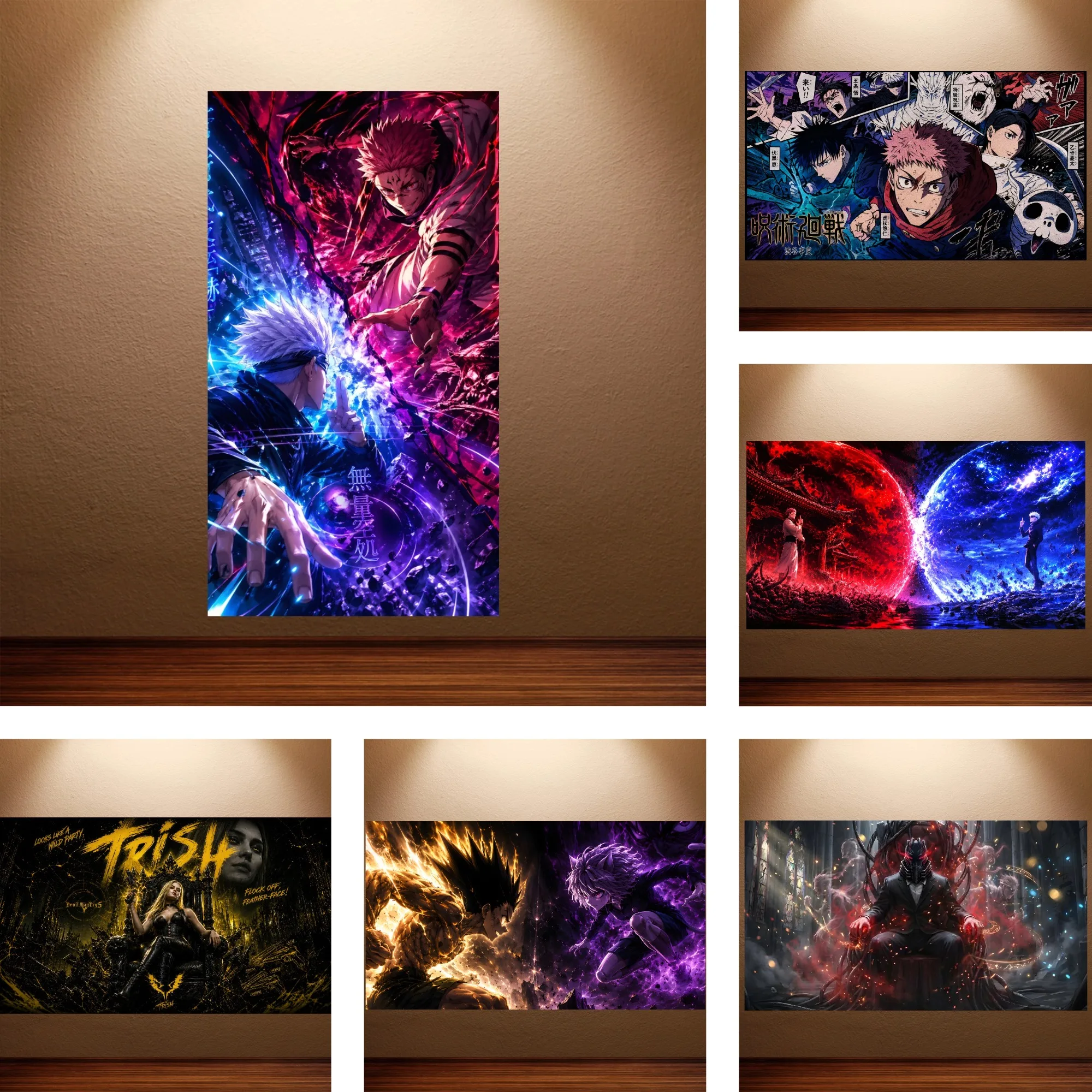 Jujutsu Kaisen Poster Canvas Wall Painting Gojo Vs Sukuna Anime Poster  Manga Wall Decor for Otaku Bedroom Gaming Room Man Cave