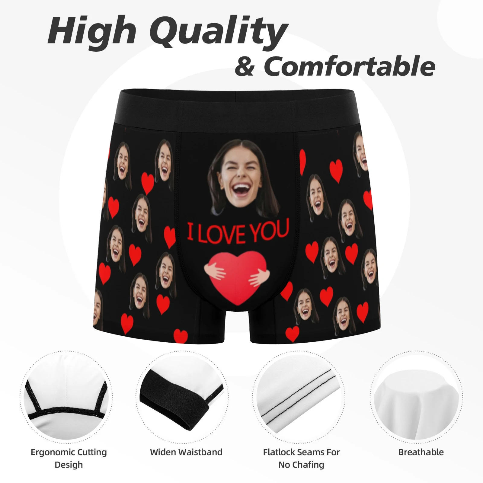 Personalized Face Photo Underwear Custom Boxer Briefs Custom Men Valentine's Day Gift For Husband Anniversary Gift for Dad view 5
