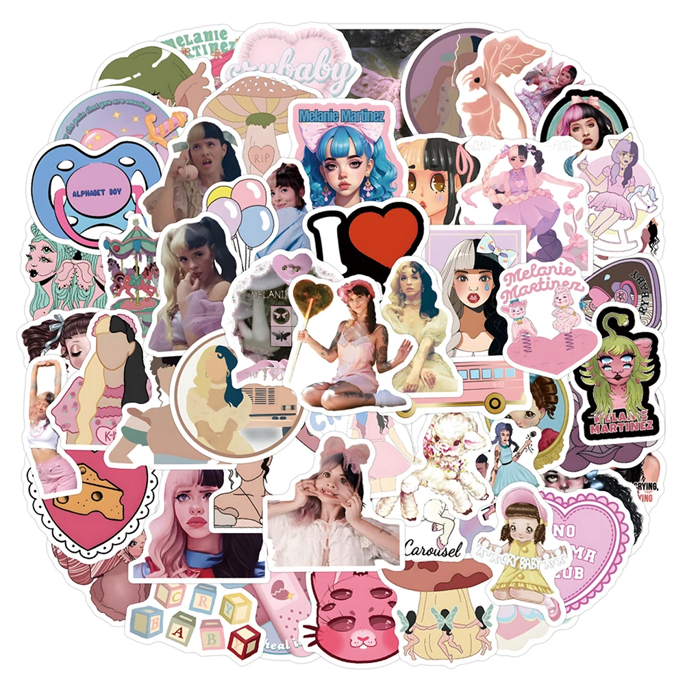 Melanie Martinez Decalques Estéticos, Cantores Adesivos, Graffiti Adesivo, Decoração Laptop, Notebook, Telefone, Mala, Brinquedos, 10 Pcs, 30 Pcs, 60Pcs