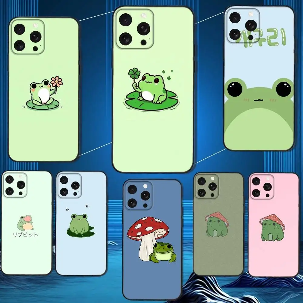 

C-Cartoon F-Frog Phone Case For iPhone 16,15,14,13,12,11 Plus,Pro Max,XS,X,XR,SE,Mini,8,7,Soft Silicone Black Cover