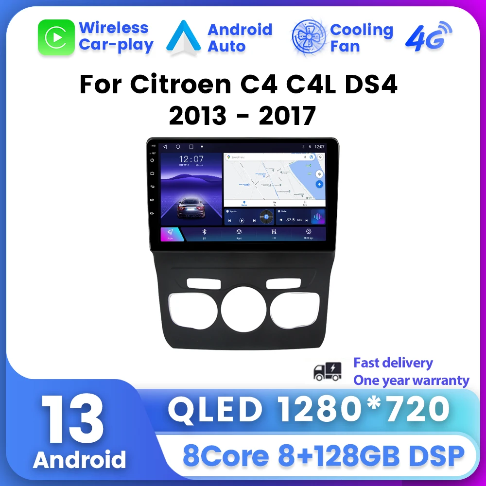 Android 13 Auto Radio QLED Bildschirm Für Citroen C4 C4L DS4 2013 2014 2015 2016 2017 Multimedia