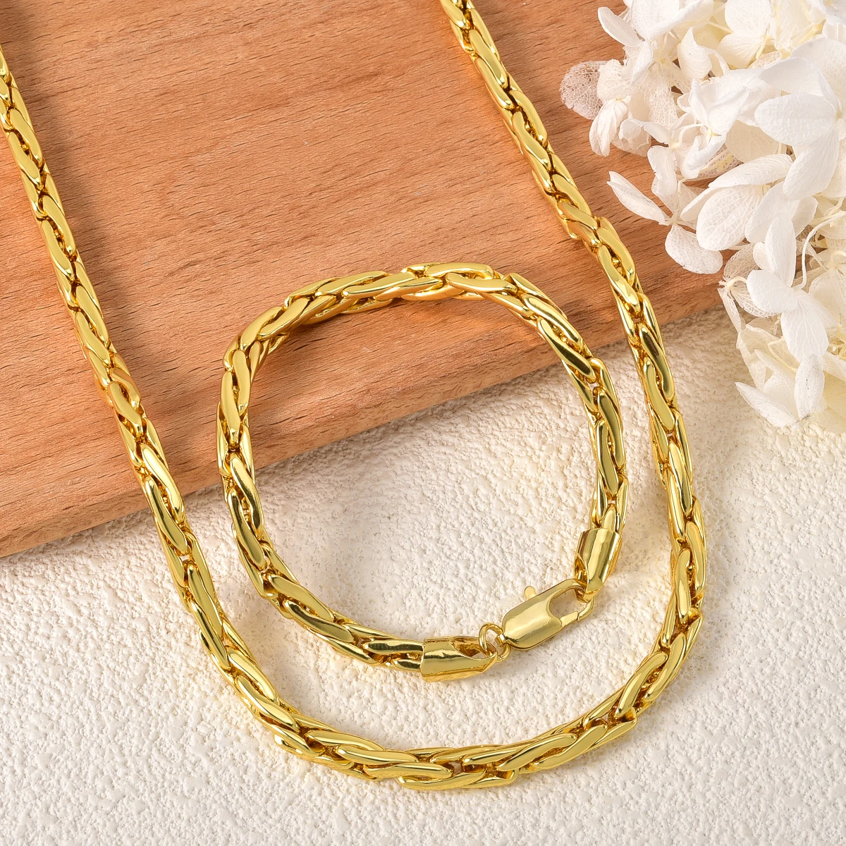 

Fashion Copper Necklace Bracelet Jewelry Set for Women Luxury Gold Plated Color Dubai Necklace Man Chains Jewelry Gift