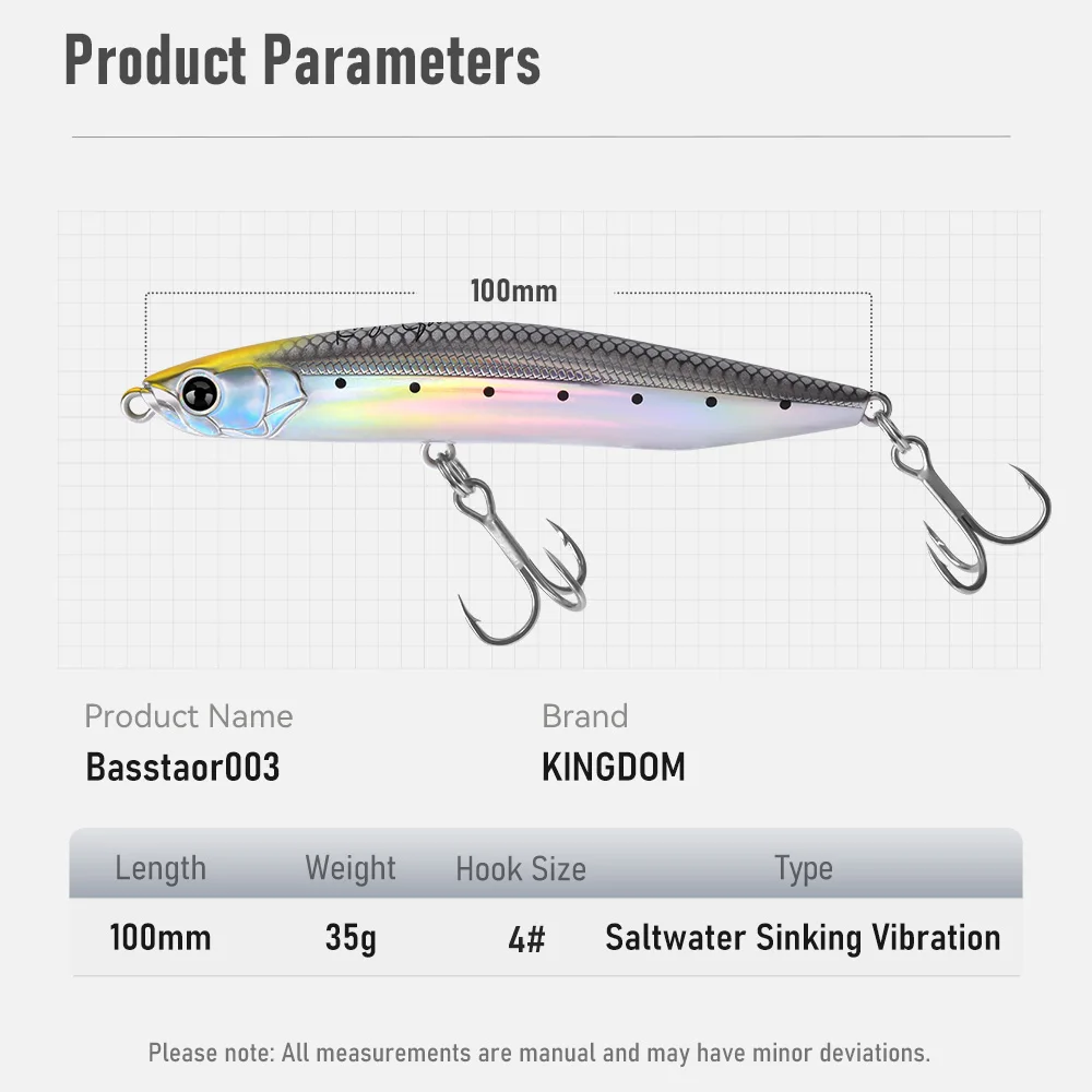 Kingdom Pencil Fishing Lure 100mm 35g Saltwater Sinking Artificial Hard Bait Ultra Long-casting Stickbait For Seabass Fishing