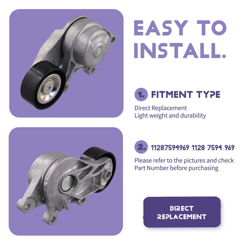 

Мощный 11287594969 Натяжитель шкива ремня автомобиля для BMW 228I 328I 428I X1 X2 X3 2012-2018 1128 7594 969