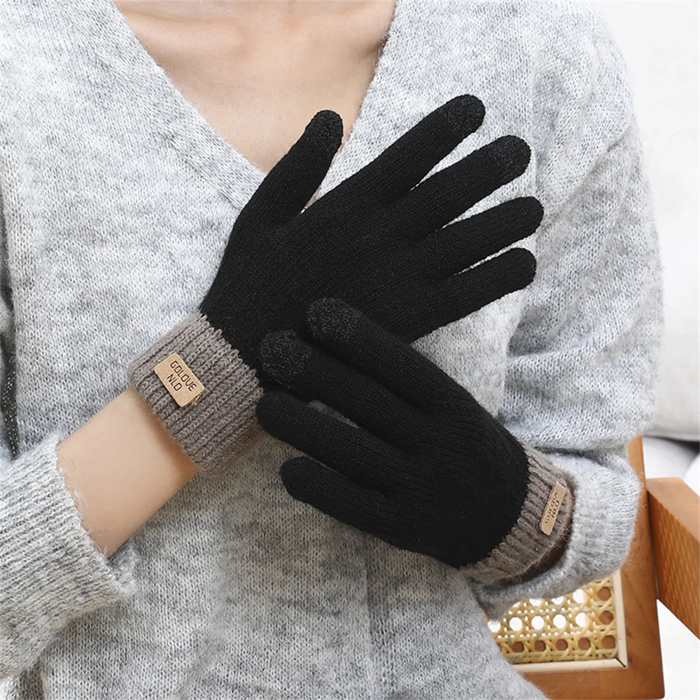 Women Warm Thick Plush Knitted Gloves Touch Screen Men Women Fashion Autumn Winter Keep Warm Cycling Skiing Sport Gloves