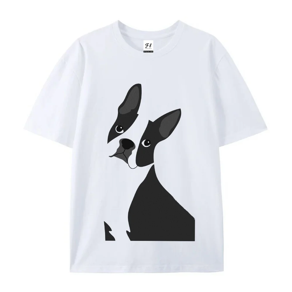 Boston Terrier Dog Graphic T Shirt Minimalist Pet Animal Print Short Sleeve Tees Casual Oversized Tops For Men Women Dog Lover D