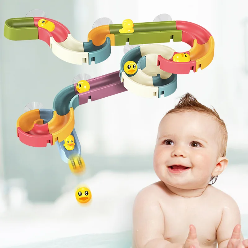 Diy Babybadspeelgoed Marmeren Race Run Assembleren Baanblok Kinderen Spelen Waterspray Speelgoed Kinderen Peuter Badkamer Badkuip Speelgoed Geschenken