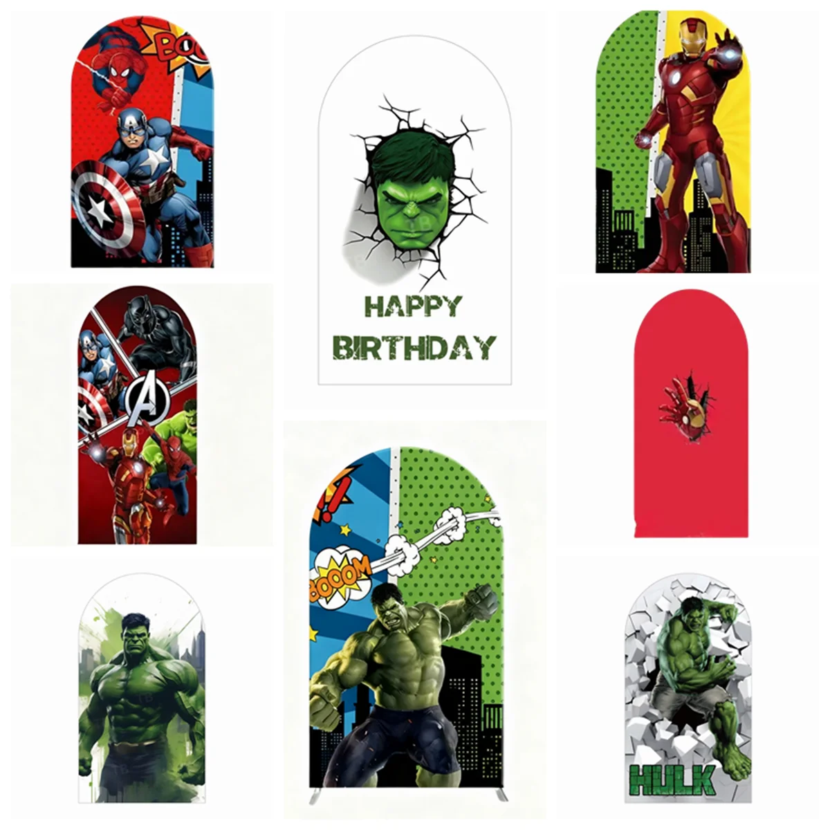 

Marvel Series Hulk Iron Man Captain America Arch Backdrop Boy Birthday Party Baby Shower Customized Photography Decoration