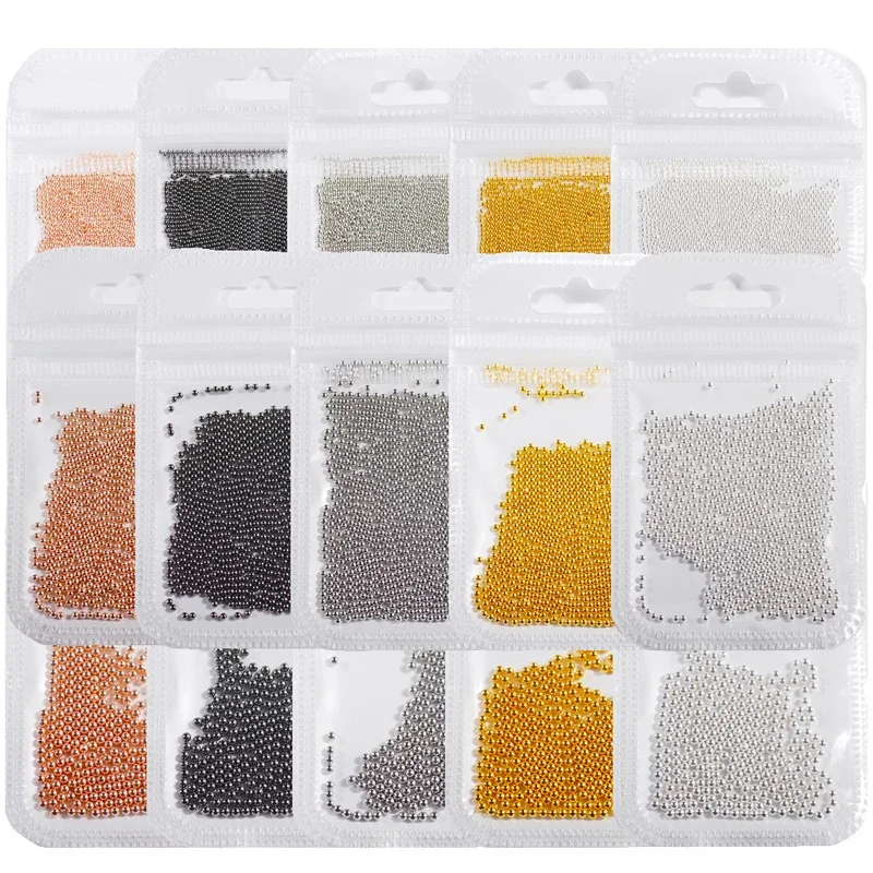 10g Metallic Caviar Micro Beads 0.6-2.0mm Size for Nail Art DIY Creative Nail Decoration Beads