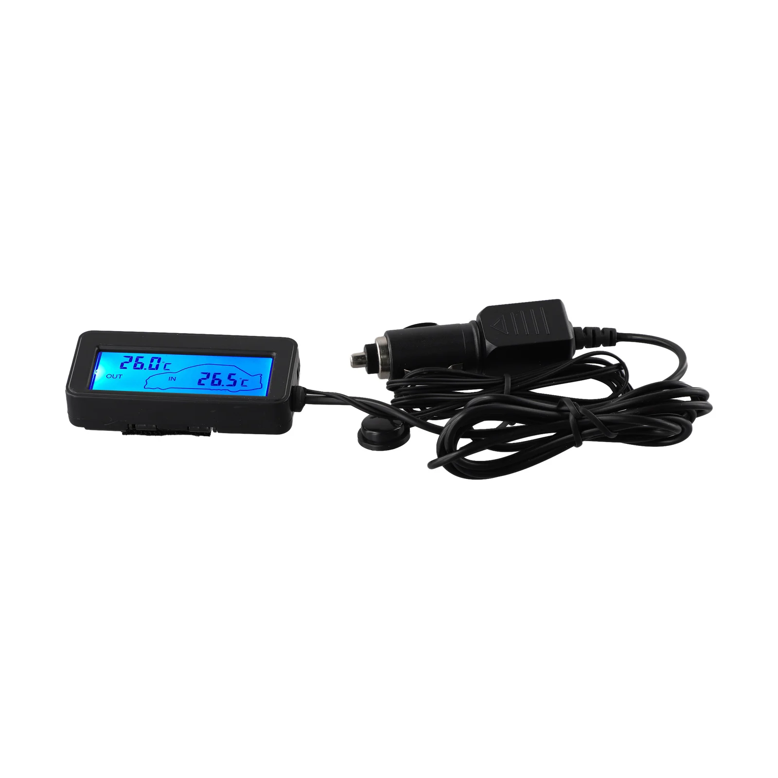 Digital Temperature Display Unit for 12V Cars Shows Interior and Exterior Readings with Blue Backlit Screen and Shell