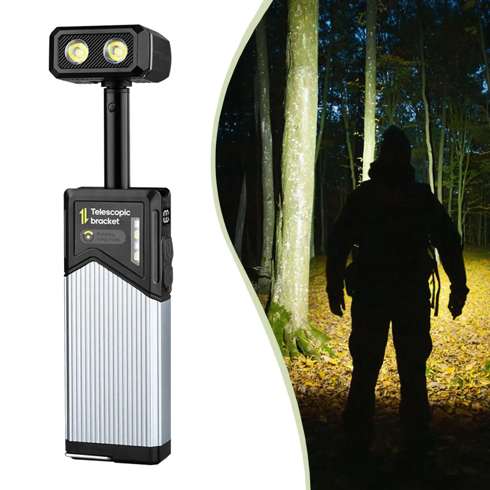 مصباح يدوي للتخييم تلسكوبي مع مشبك خفيف الوزن ومحمول وصغير ومتعدد الاستخدامات لحقيبة الظهر وصيد الأسماك #2