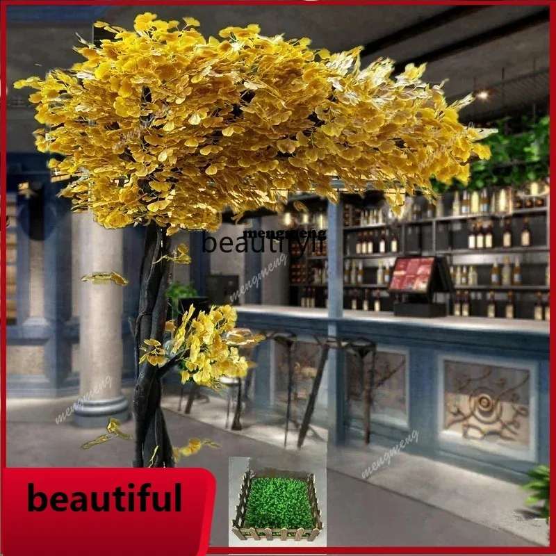 N    Simulation ginkgo tree, red maple tree, large plant, indoor living room wedding happiness tree decoration