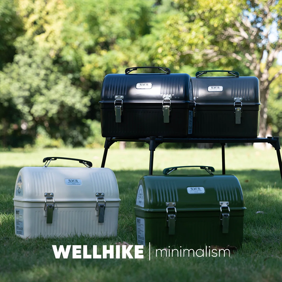 

WELLHIKE Outdoor SWS Wild Trace Metal Lunch Box Retro Camping Small Objects Fishing Coffee Tea Equipment Storage Box