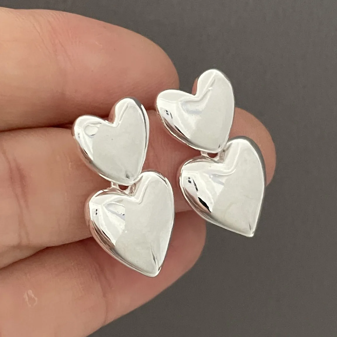 925 Sterling Silver Earrings For Women Trendy Simple Double Heart Earring Jewelry Prevent Allergy Party Christmas Accessories