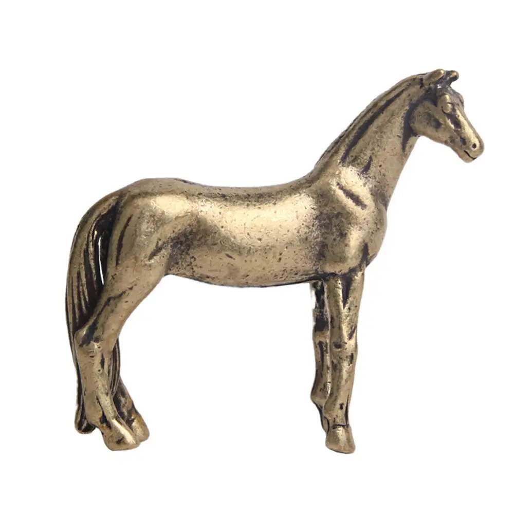 Brass Solid Horse Table Ornament Delicate Creative Desktop Decor Vivid Office Desk Accessory Lucky Horse Bronze Ware Home Desk