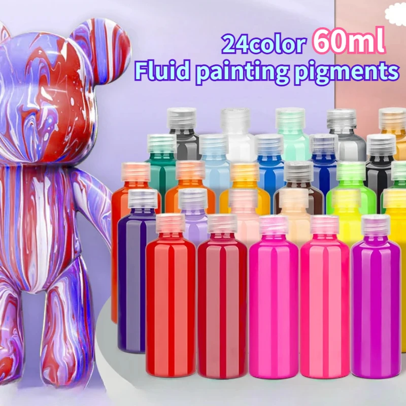 24color 60ml High Gloss Violent Bear Fluid Paint Creative DIY Graffiti Painting Wall Painting Fluid Painting Waterproof