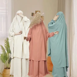 Middle Eastern Muslim clothing women's robe plain two-piece ice silk wrinkled strap skirt two-piece women's  robe