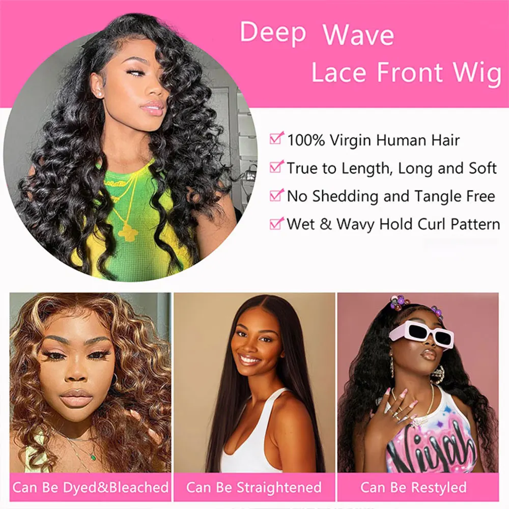 200 الكثافة 36 بوصة موجة عميقة شعر مستعار أمامي 13x4 HD شعر مستعار دانتيل 13X6 شعر الإنسان 5X5 غلويليس الباروكات خصلات الشعر المستعار الإنسان للنساء