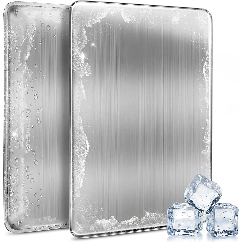 LMETJMA Stainless Steel Ice Packs Reusable Metal Ice Packs for Cooler Bags Quick Freeze Cooling Plates For Lunch Boxes Camping
